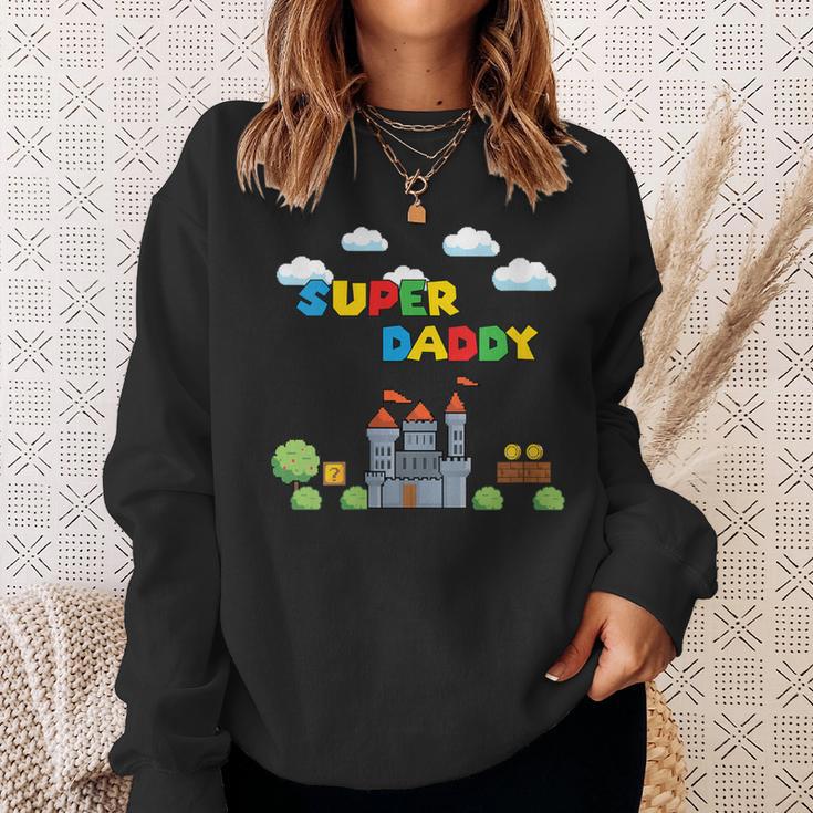 Damen Super Papa Gamer Daddy Super Daddi Mit-Ausschnitt Sweatshirt Geschenke für Sie