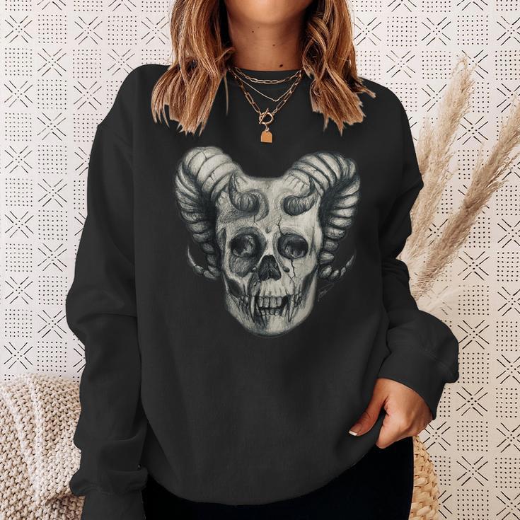 Dämonenschädel Demon Skull Totenkopf Teufel Sweatshirt Geschenke für Sie