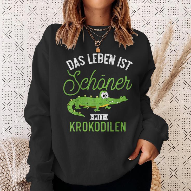 Das Leben Ist Schöner Mit Krokodilen Zoo Animal Crocodile Sweatshirt Geschenke für Sie