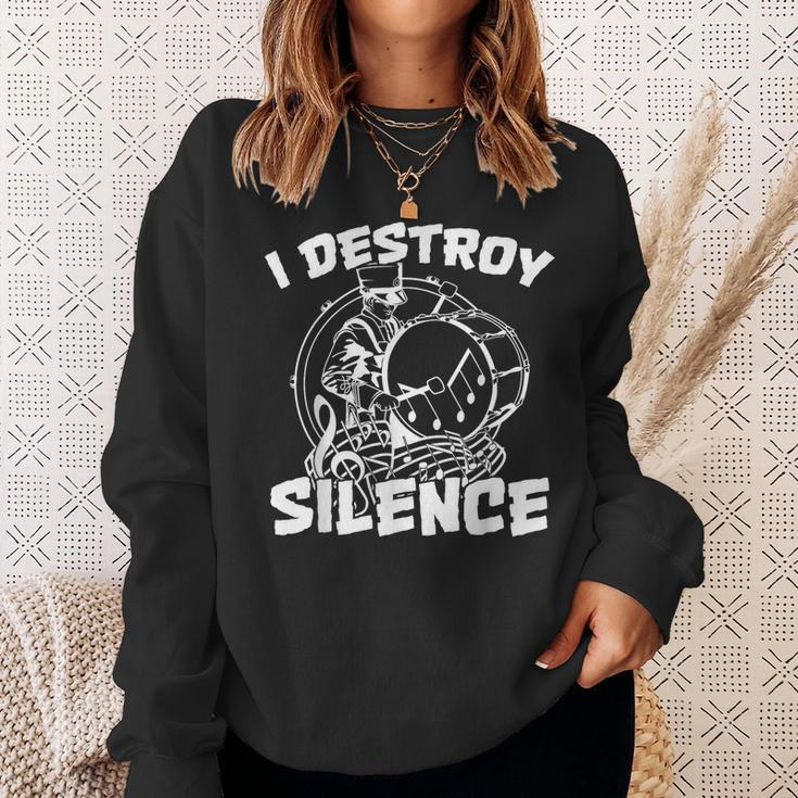 I Destroy Silence Bass Drum Marching Band Sweatshirt Gifts for Her