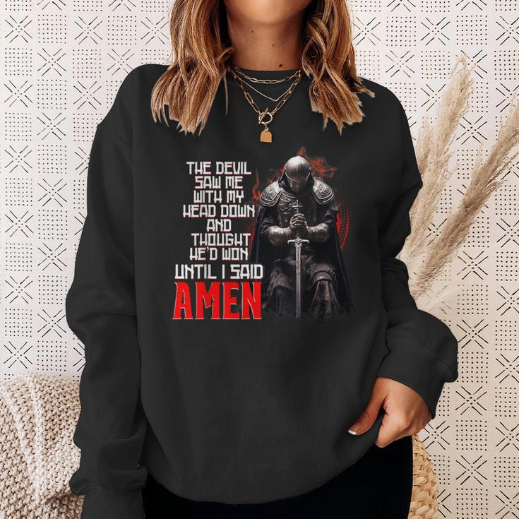 The Devil Saw Me With My Head Down Thought He'd Won Christ Sweatshirt Gifts for Her