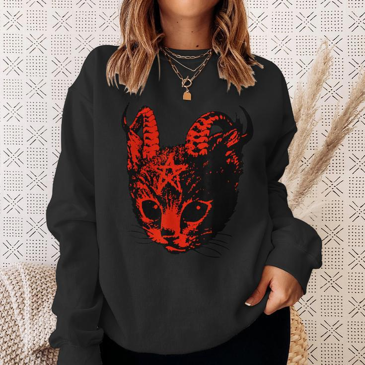 Devil's Satan Demons Kitten Pentagram Cat Sweatshirt Geschenke für Sie