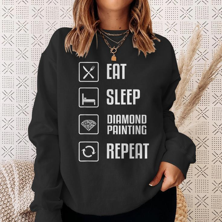 Diamond Painting Eat Sleep Repeat Hobby Pictures Tools 5D Sweatshirt Gifts for Her