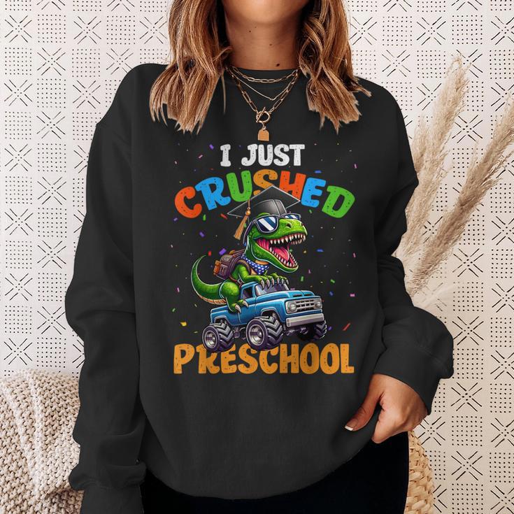 Dinosaur Just Crushed PreschoolRex Riding Monster Truck Sweatshirt Gifts for Her