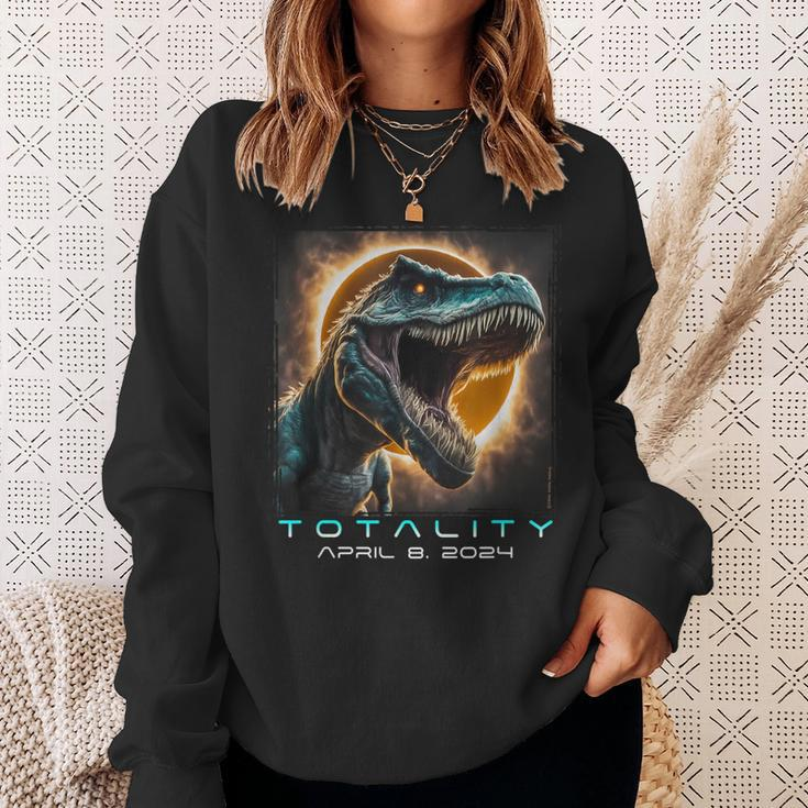 Dinosaur T-Rex Totality April 8 2024 Total Solar Eclipse Sweatshirt Gifts for Her