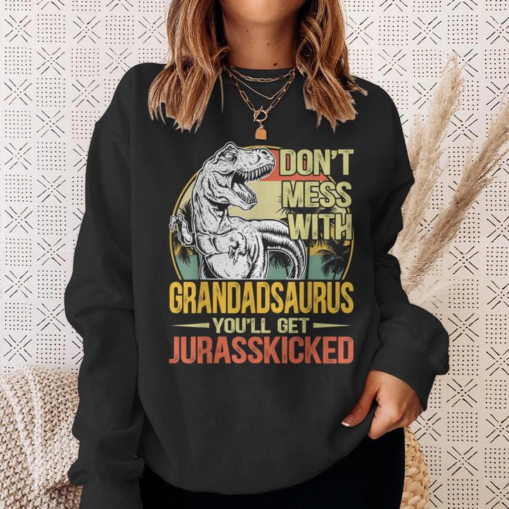 Distressed Grandadsaurus DinosaurRex Father's Day Sweatshirt Gifts for Her