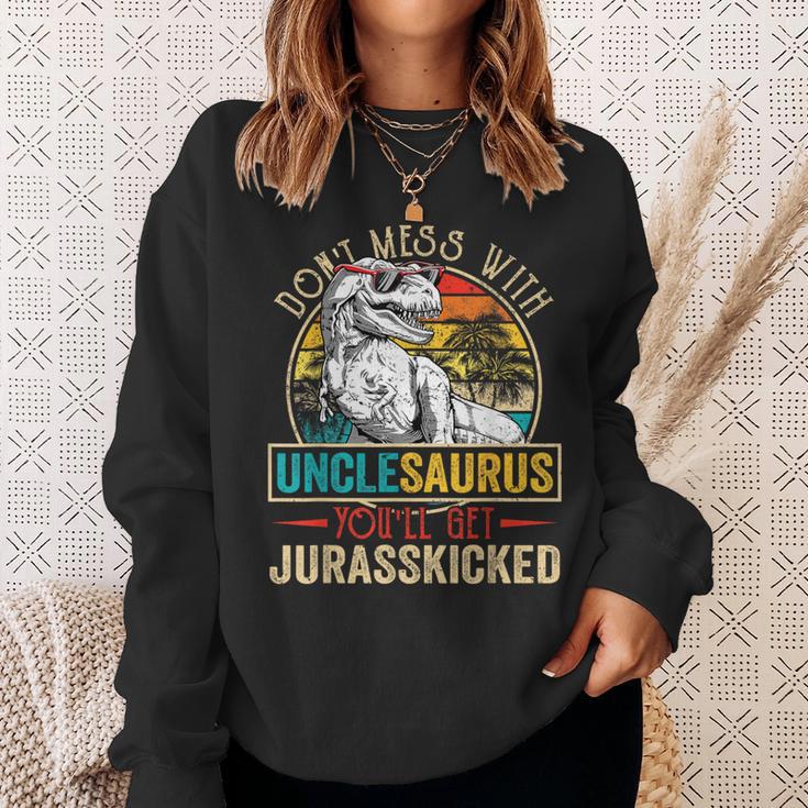 Distressed Unclesaurus DinosaurRex Father's Day Sweatshirt Gifts for Her