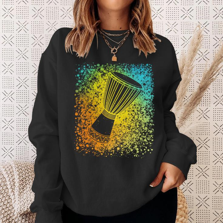 Djembe Drum In Splats For African Drumming Or Reggae Music Sweatshirt Gifts for Her