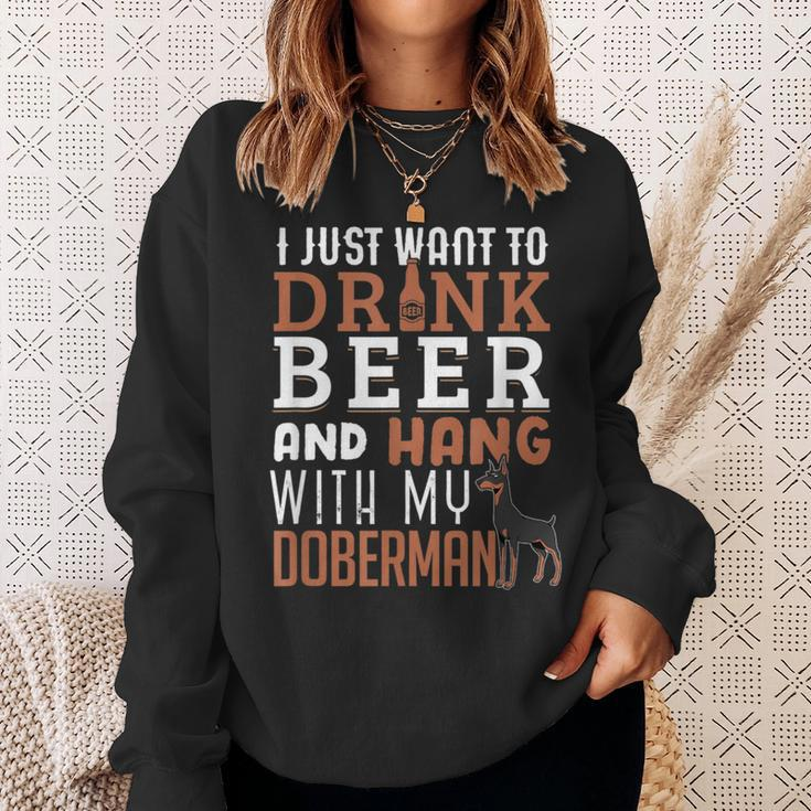 Doberman Dad Father's Day Pinscher Dog Beer Sweatshirt Gifts for Her