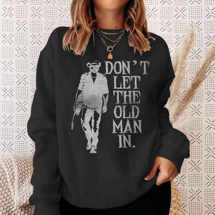 Don't Let The Old Man In Vintage American Flag Style Sweatshirt Gifts for Her
