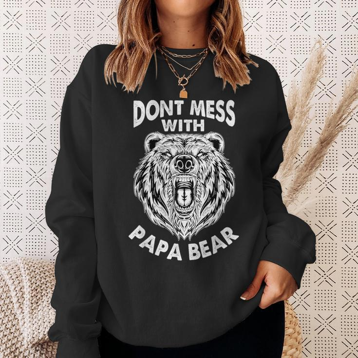 Dont Mess With Papa Bear Dad Vintage Quote Fathers Day Sweatshirt Gifts for Her