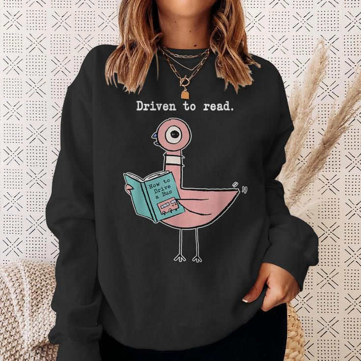Driven To Read Pigeon Library Reading Books Reader Sweatshirt Gifts for Her