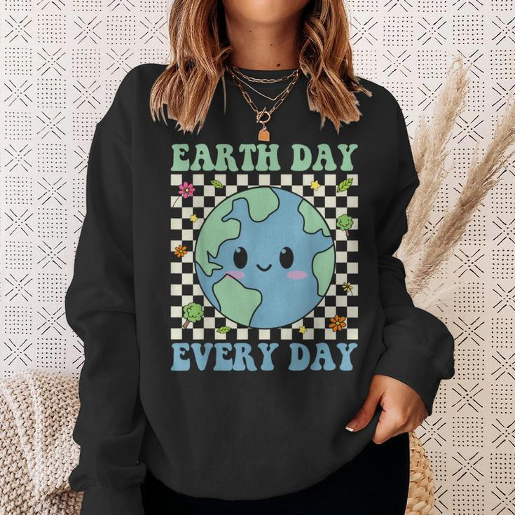 Earth Day Everyday Environmental Awareness Earth Day Groovy Sweatshirt Gifts for Her