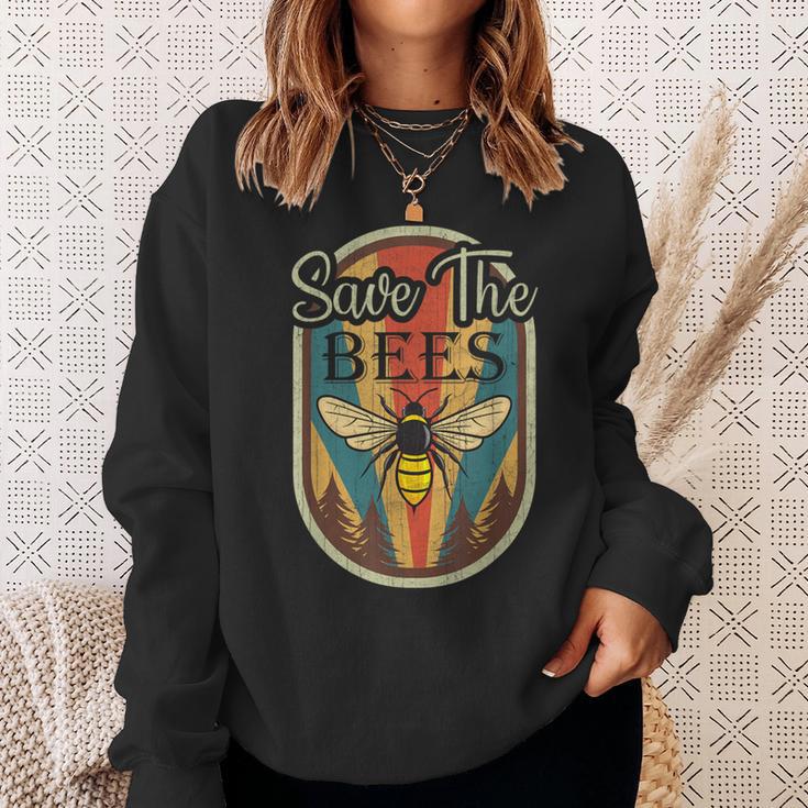 Earth Day Save The Bees Retro Graphic Earth Day Party Sweatshirt Gifts for Her