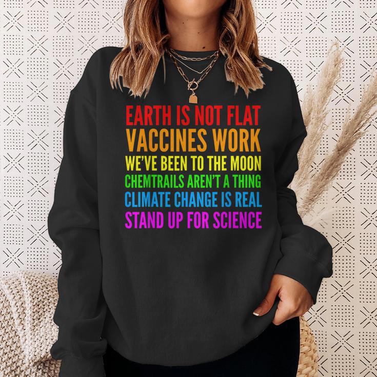 Earth Not Flat Climate Change Real Vaccine Work Sweatshirt Gifts for Her