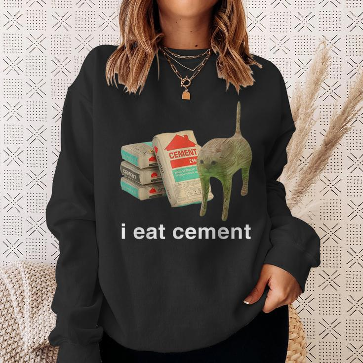 I Eat Cement Cursed Cat Meme Cat Lover I Eat Cement Sweatshirt Gifts for Her
