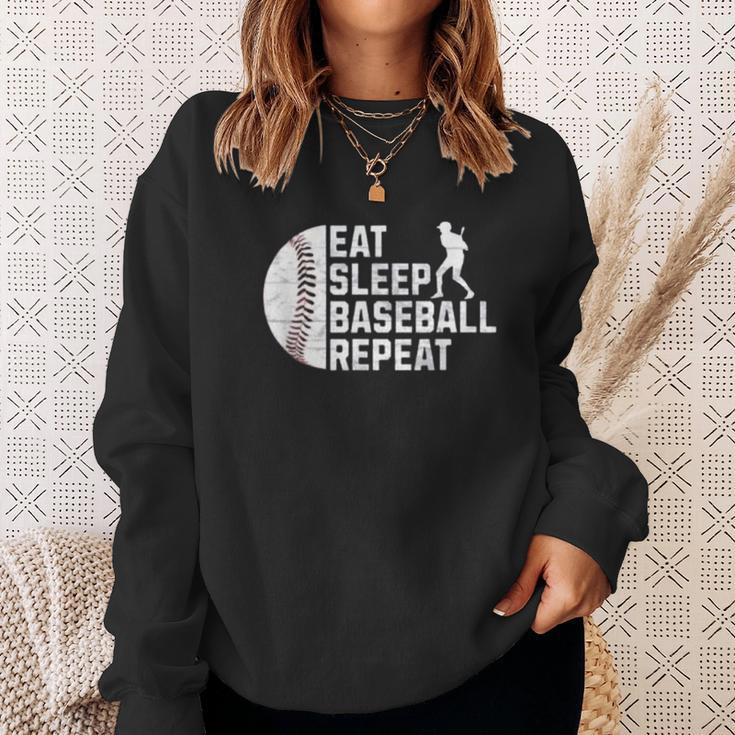 Eat Sleep Baseball Repeat Boys Kid Baseball Player Sweatshirt Gifts for Her