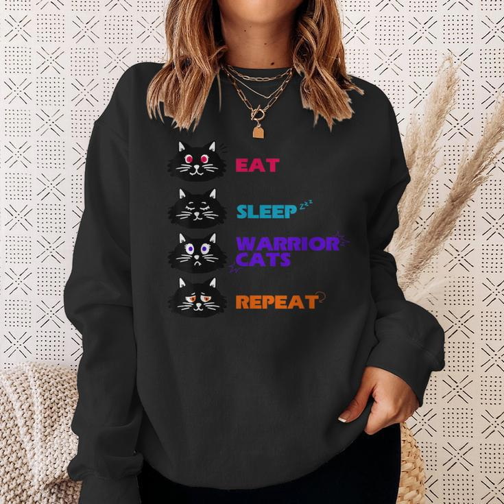 Eat-Sleep-Cat Warrior-Repeat-Cat Lover Sweatshirt Gifts for Her
