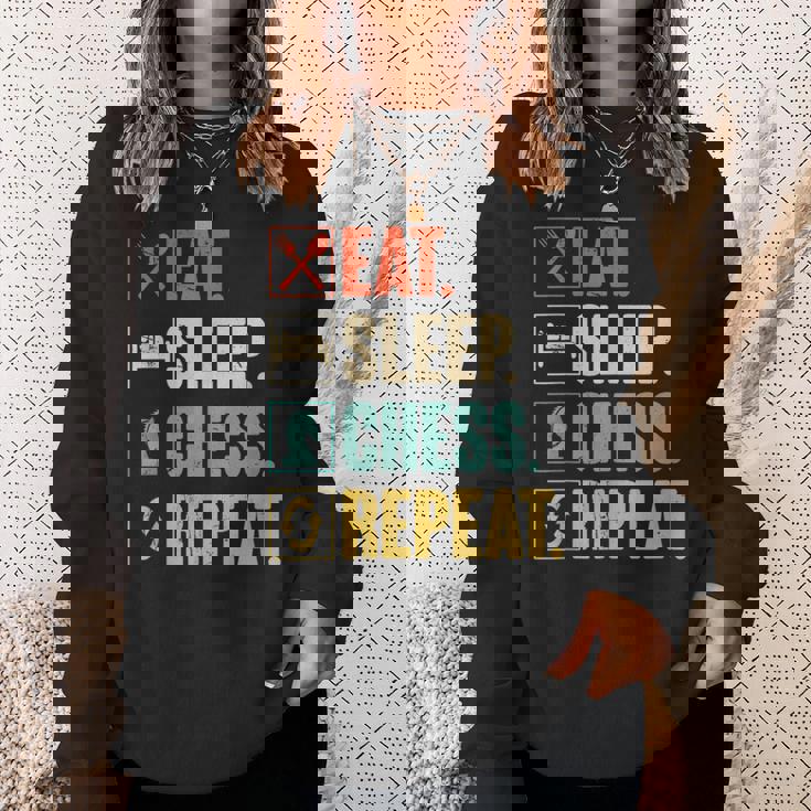 Eat Sleep Chess Repeat Retro Vintage Chess Sweatshirt Gifts for Her