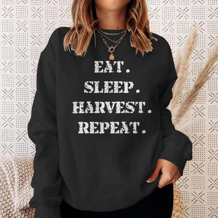 Eat Sleep Harvest Repeat Joke Farmer Sweatshirt Gifts for Her