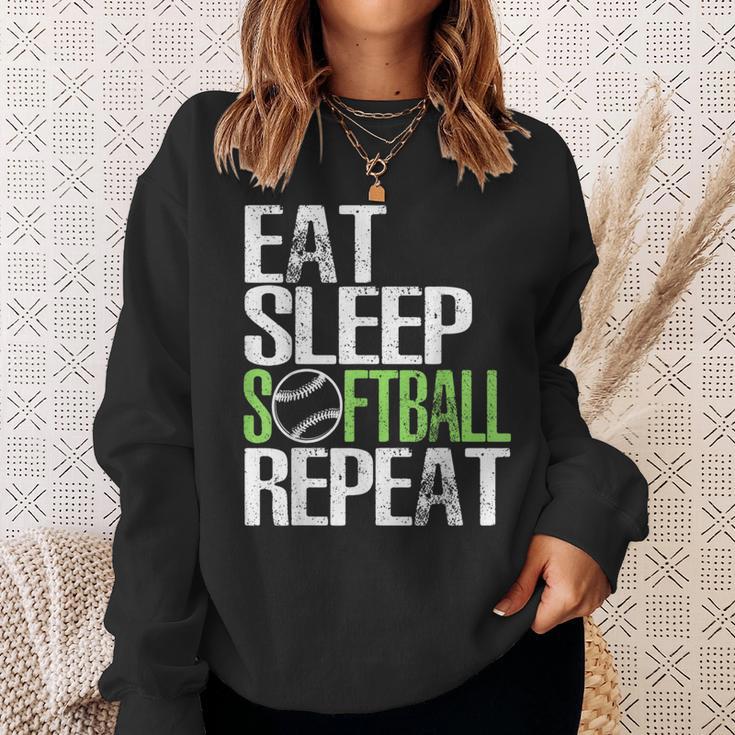 Eat Sleep Softball Repeat Cool Sports Sweatshirt Gifts for Her