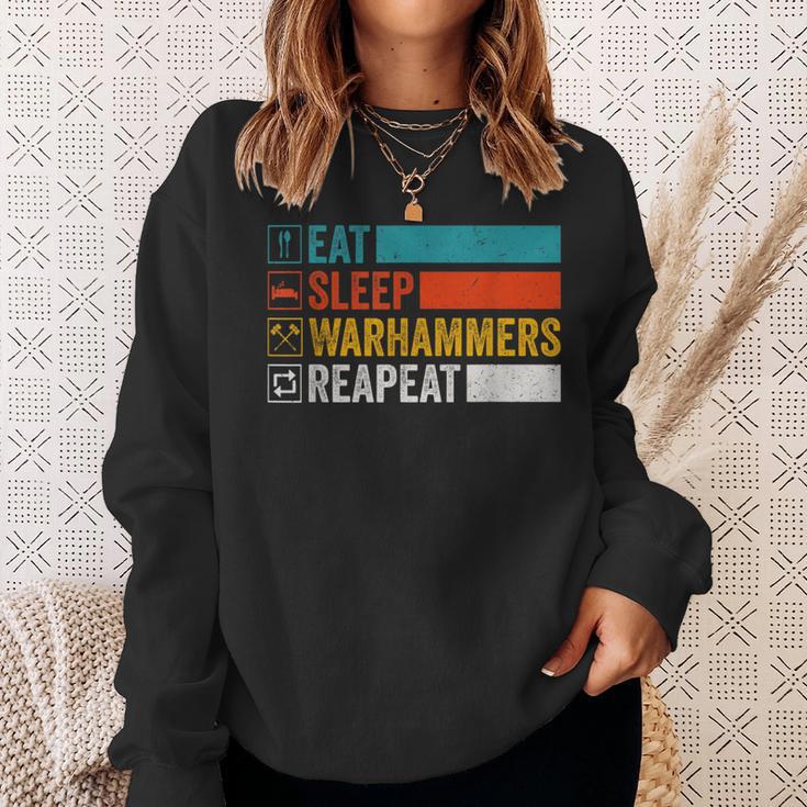 Eat Sleep Warhammers Repeat Gamer Retro Video Game Sweatshirt Geschenke für Sie