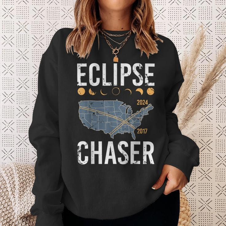 Eclipse Chaser Solar Eclipse Twice In A Lifetime Vintage Sweatshirt Gifts for Her