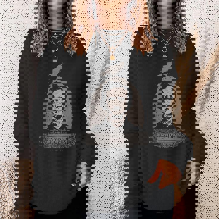 Edgar Allan Poe Cuervo Gótico Nunca Más Oculto Inglés Horror Camisa de entrenamiento Regalos para ella