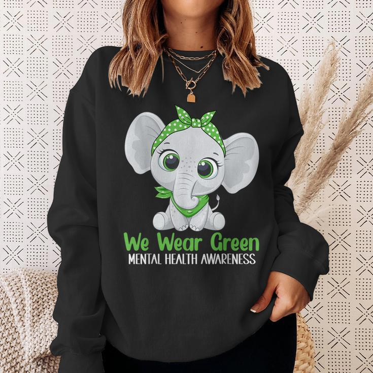 Elehant Mental Health Awareness Green Ribbon Sweatshirt Gifts for Her