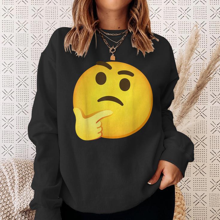 Emoticon Thinking Face Thinker Sweatshirt Gifts for Her