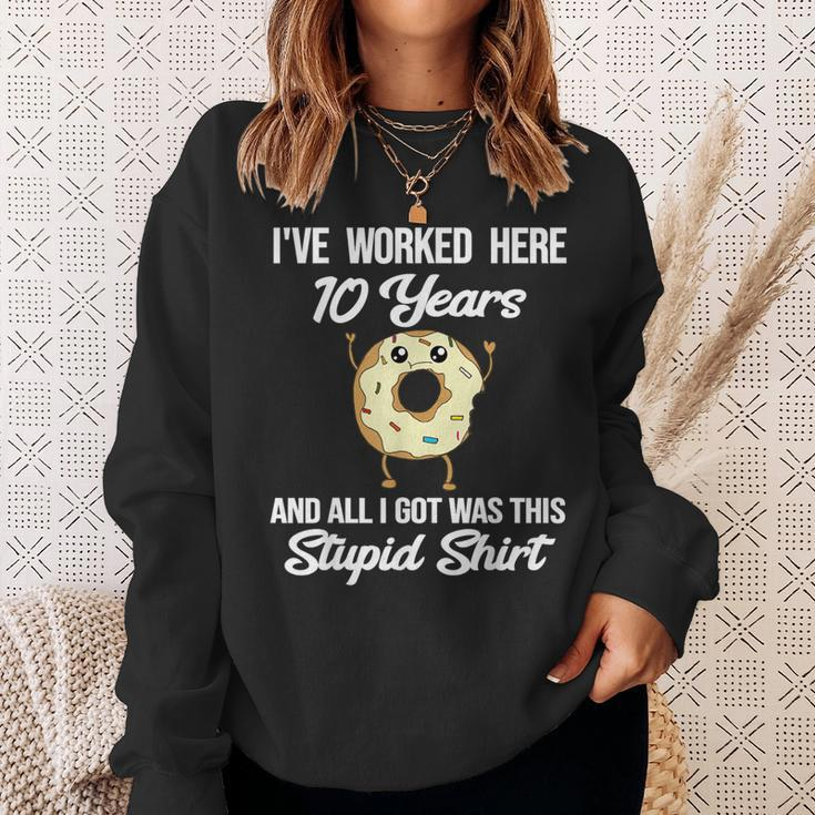 Employee Appreciation 10 Year Work Anniversary Donut Sweatshirt Gifts for Her