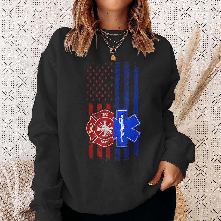 Ems Firefighter Emt Paramedic First Responders Us Flag Sweatshirt Gifts for Her