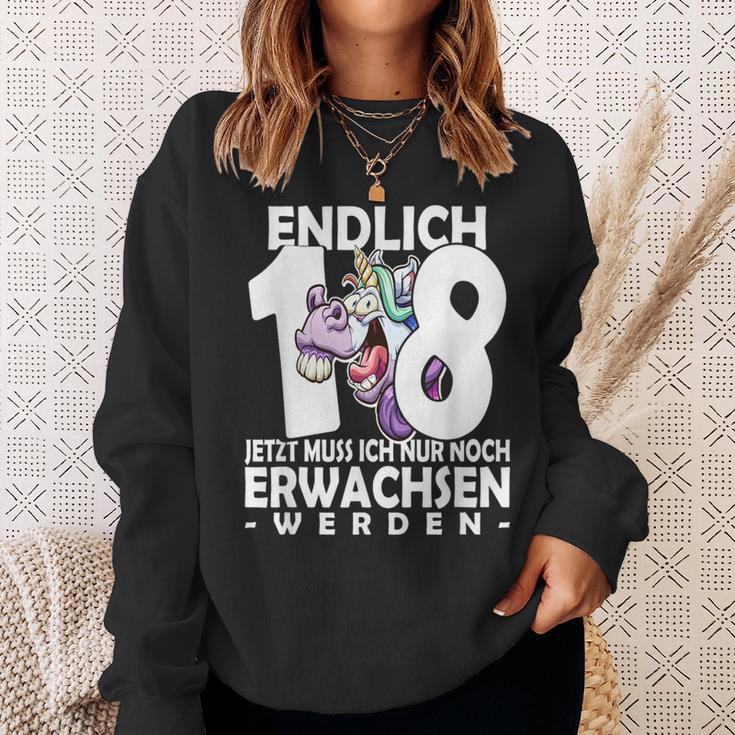 Endlich 18 Einhorn Sweatshirt - Humorvoller Aufdruck zum Erwachsenwerden Geschenke für Sie