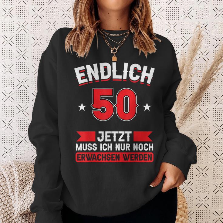 Endlich 50, Sweatshirt zum 50. Geburtstag, Schwarz, Humorvolles Motiv Geschenke für Sie