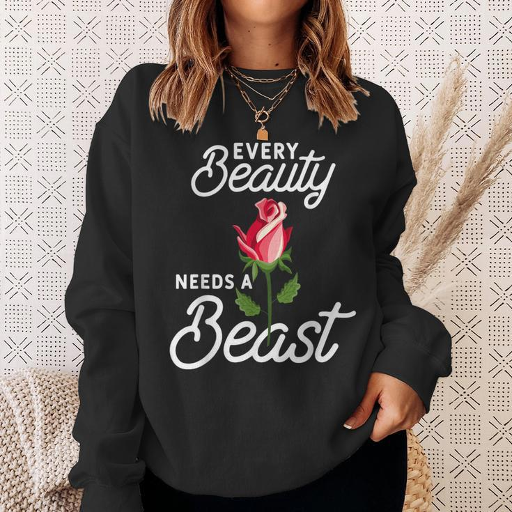Every Beauty Needs A Beast Matching Couple Weightlifting Sweatshirt Gifts for Her