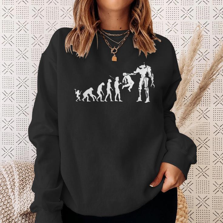 Evolving Future Humans And Robots Dystopian Tech Evolution Sweatshirt Gifts for Her