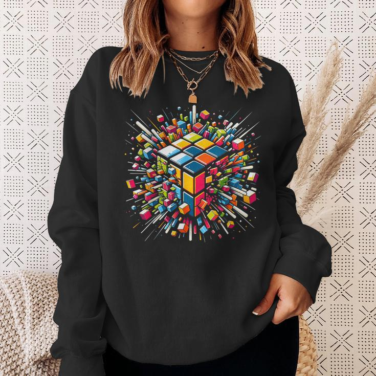 Exploding Cube Speed Cubing Puzzle Master Sweatshirt Gifts for Her