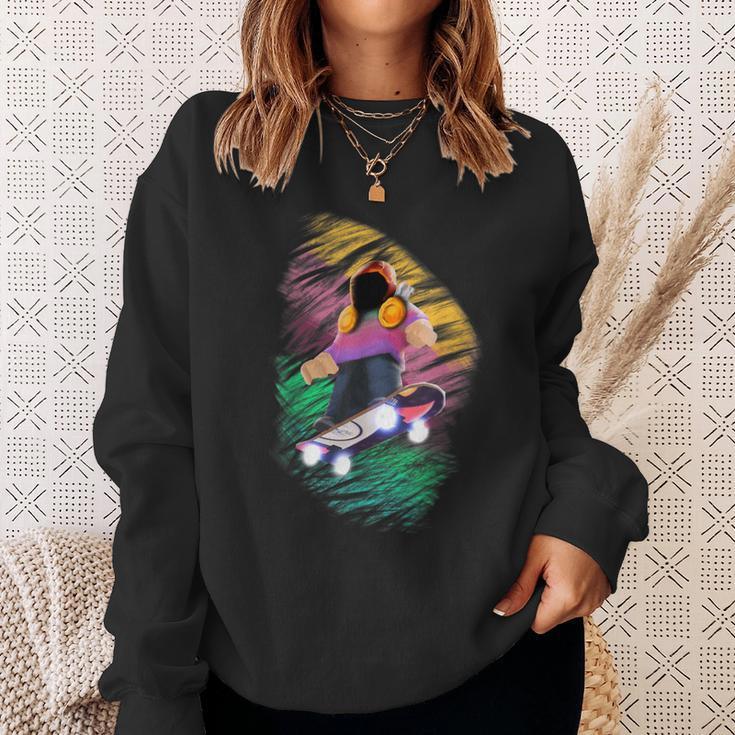 Farbenfrohes Abstraktes Kunst-Print Sweatshirt in Schwarz Geschenke für Sie