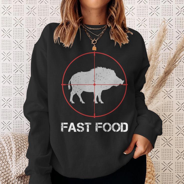 Fast Food Wildschweinjagd Lustige Tierwelt Jäger Papa Sweatshirt Geschenke für Sie