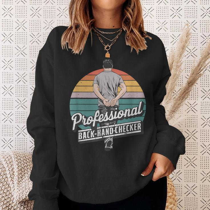 Father's Day Quote Professional Back Hand Checker Dads Sweatshirt Gifts for Her