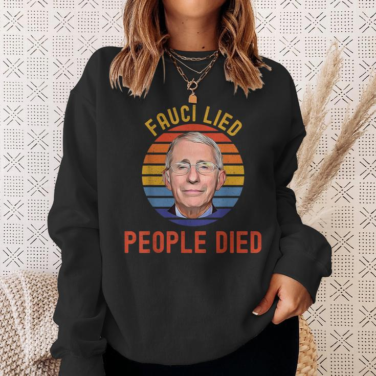Fauci-Lied-People-Died-Trump-Won-Wake-Up-America Sweatshirt Gifts for Her