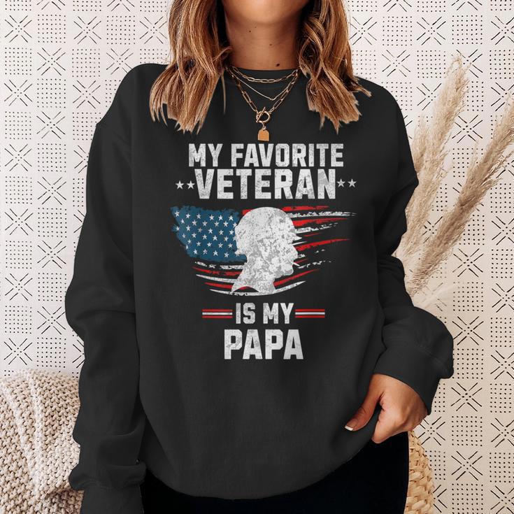 My Favorite Veteran Is My Papa Kids Veterans Day Sweatshirt Gifts for Her