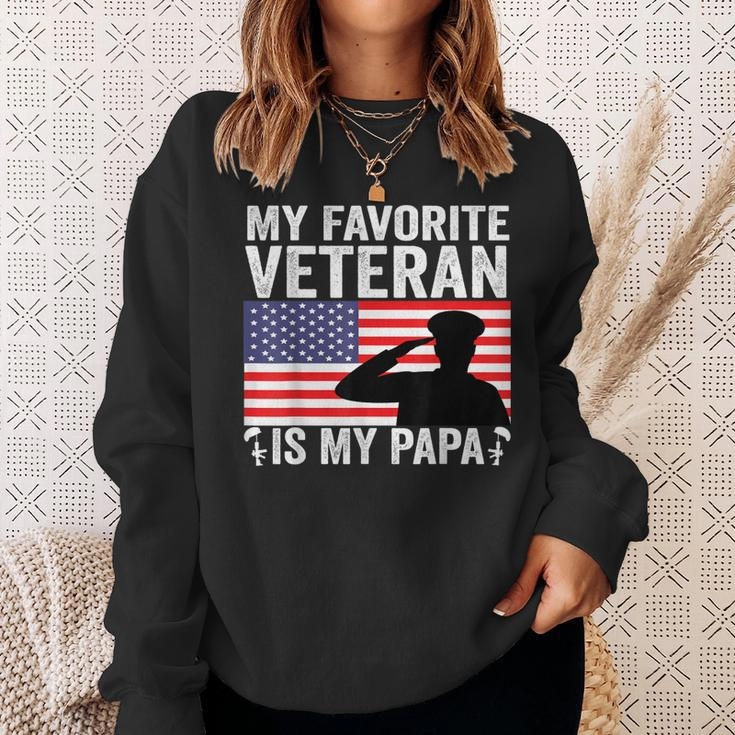 My Favorite Veteran Is My Papa Us Flag Father Veterans Sweatshirt Gifts for Her