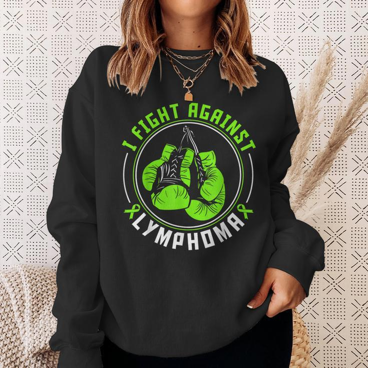 I Fight Lymphoma Awareness Support Boxing Gloves Sweatshirt Gifts for Her