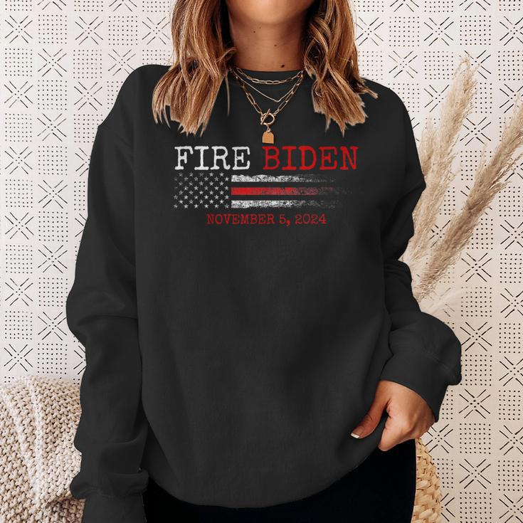 Fire Biden Elect Trump President 2024 Vintage American Flag Sweatshirt Gifts for Her