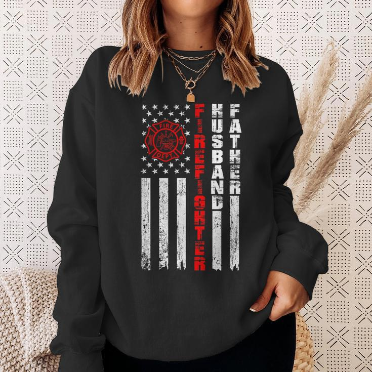 Firefighter Husband Father Fireman Fathers Day For Dad Sweatshirt Gifts for Her