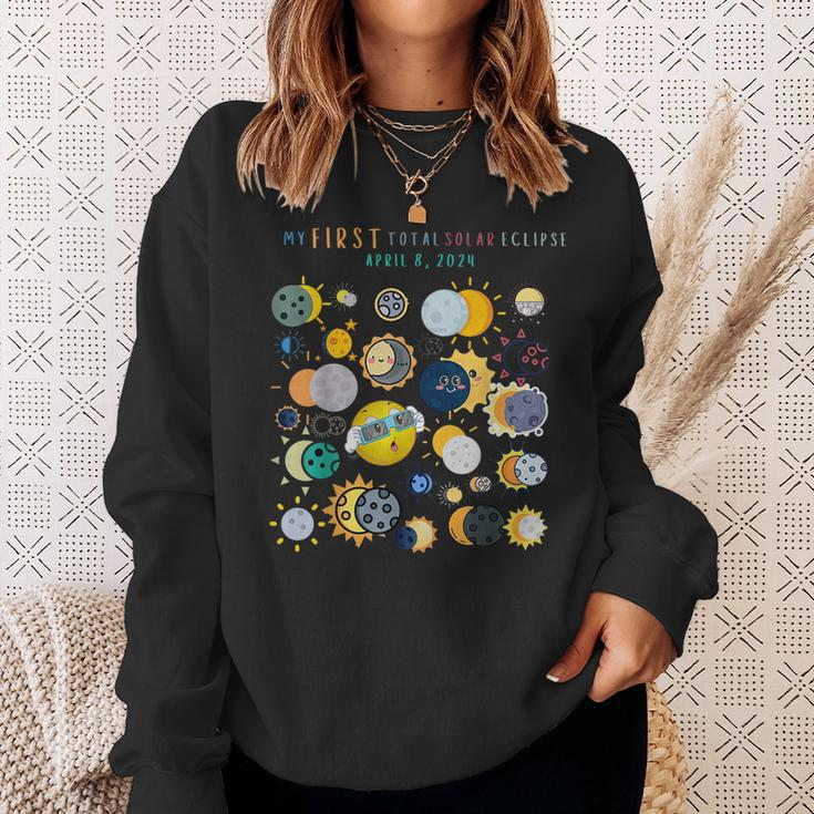 My First Total Solar Eclipse 2024 Toddler Planet Sweatshirt Gifts for Her