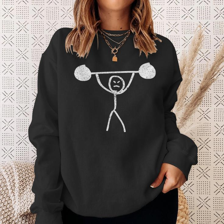 Fitness Stickman Weight Lifting Squat Gym Humor Sweatshirt Gifts for Her
