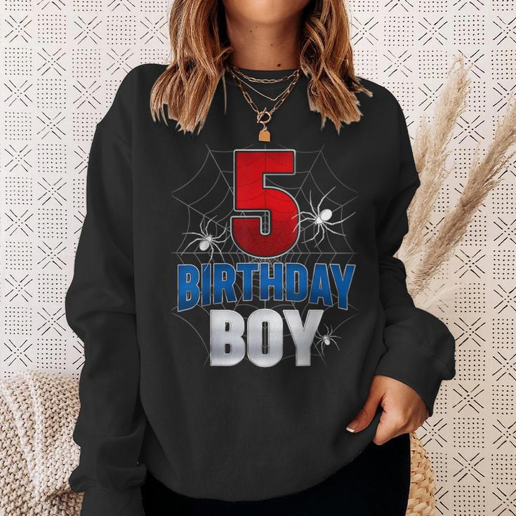 Five 5Yr Boys Spider Web Happy 5Th Birthday Boy 5 Years Old Sweatshirt Gifts for Her