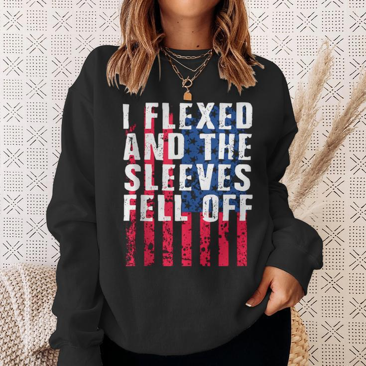 I Flexed And The Sleeves Fell Off Sleeve Patriotic Sweatshirt Gifts for Her